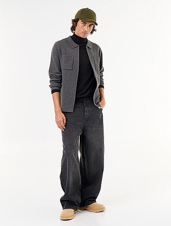 Cárdigan con cremallera y cuello de camisa