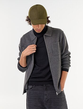 Cárdigan con cremallera y cuello de camisa