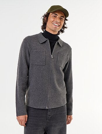 Cárdigan con cremallera y cuello de camisa