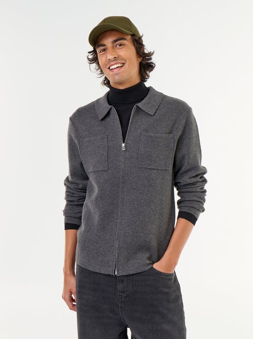 Cárdigan con cremallera y cuello de camisa - Kiabi