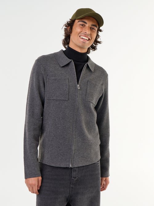 Cárdigan con cremallera y cuello de camisa - Kiabi