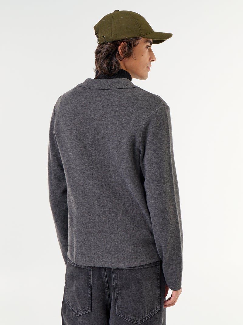 Cárdigan con cremallera y cuello de camisa Gris - Kiabi