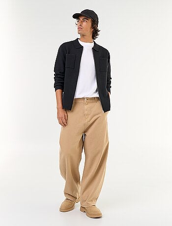 Cárdigan con cremallera y cuello de camisa
