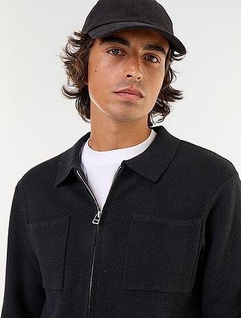 Cárdigan con cremallera y cuello de camisa