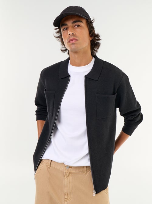 Cárdigan con cremallera y cuello de camisa - Kiabi Cárdigan con cremallera y cuello de camisa - Kiabi