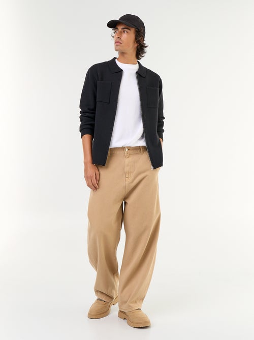 Cárdigan con cremallera y cuello de camisa - Kiabi Cárdigan con cremallera y cuello de camisa - Kiabi