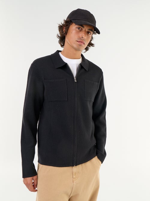Cárdigan con cremallera y cuello de camisa - Kiabi Cárdigan con cremallera y cuello de camisa - Kiabi