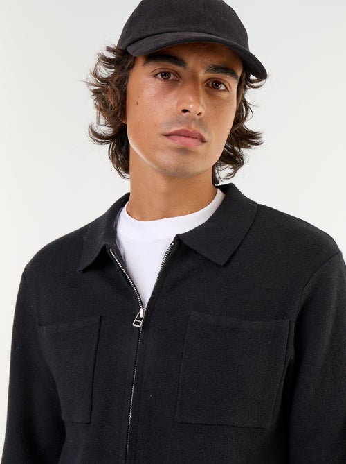 Cárdigan con cremallera y cuello de camisa - Kiabi Cárdigan con cremallera y cuello de camisa - Kiabi