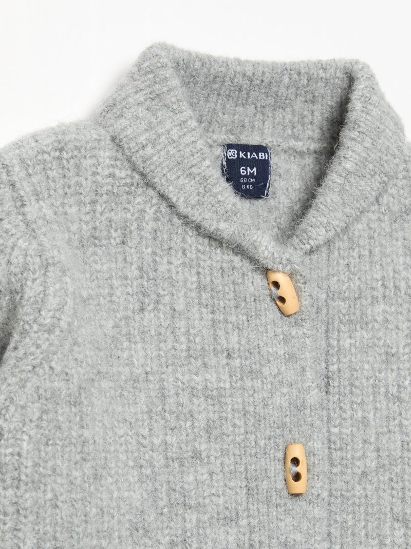 Cárdigan con cuello chal Gris - Kiabi