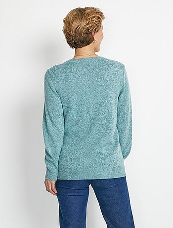 Cárdigan con cuello en V y botones bordados con strass - Afibel