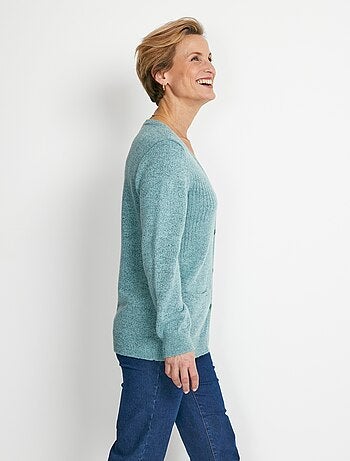 Cárdigan con cuello en V y botones bordados con strass - Afibel