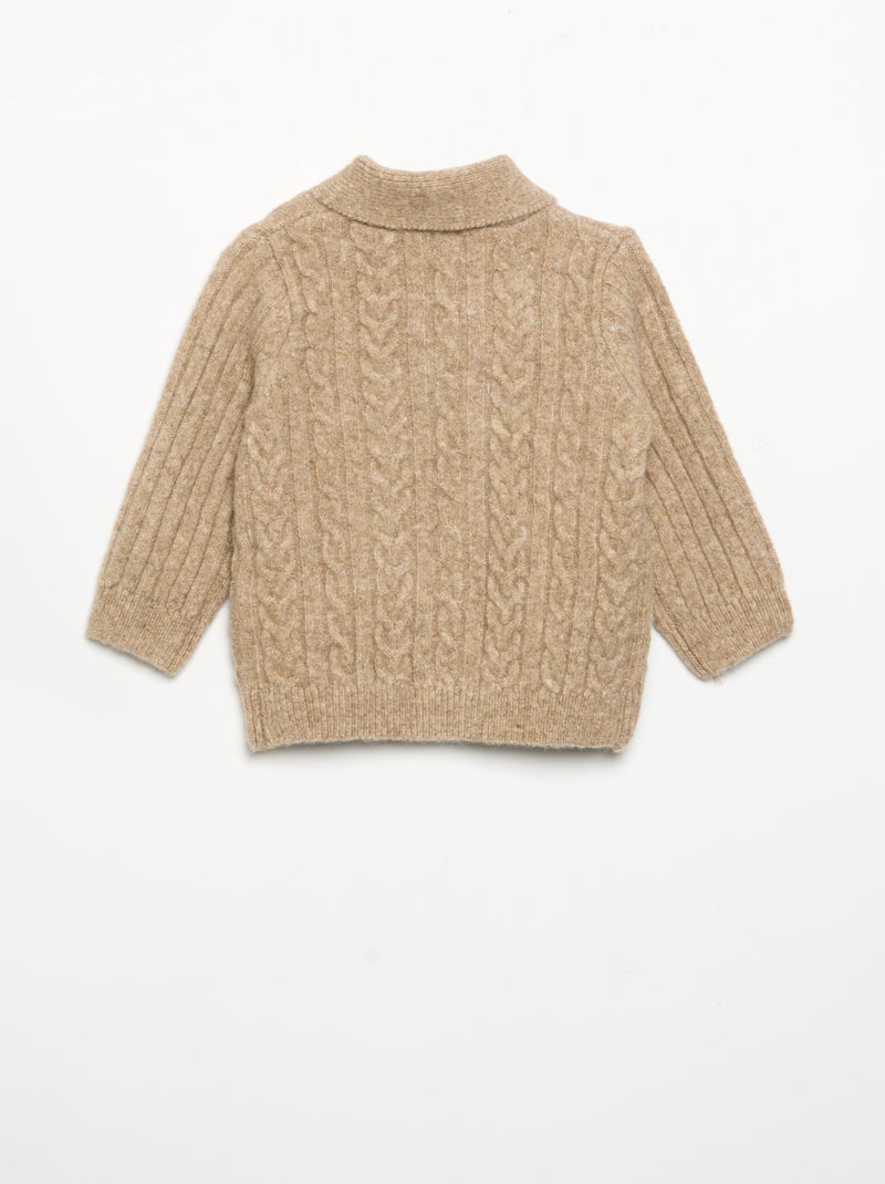 Cárdigan con trenzas y cuello chal Beige - Kiabi