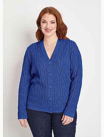 Cárdigan corto calado abotonado - Afibel