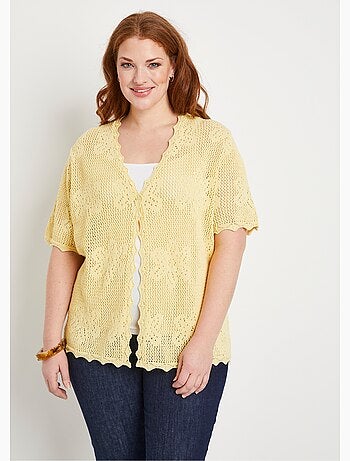 Cárdigan corto calado de manga corta - AFIBEL