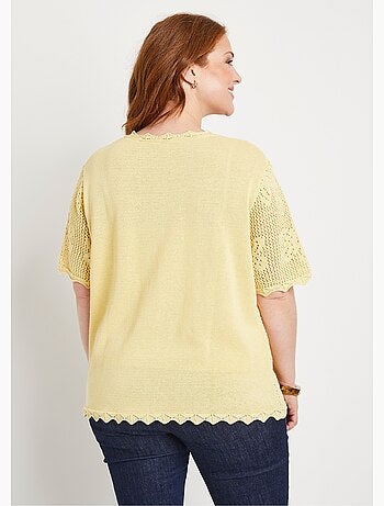 Cárdigan corto calado de manga corta - AFIBEL