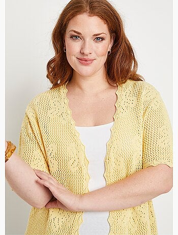 Cárdigan corto calado de manga corta - AFIBEL