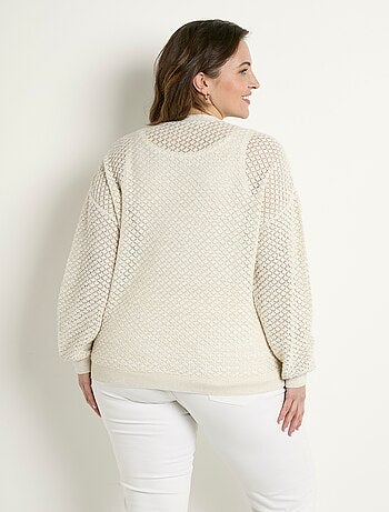 Cárdigan corto con cuello de pico y manga larga abotonado - Afibel