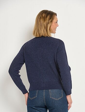 Cárdigan corto de cuello en V con botones en contraste