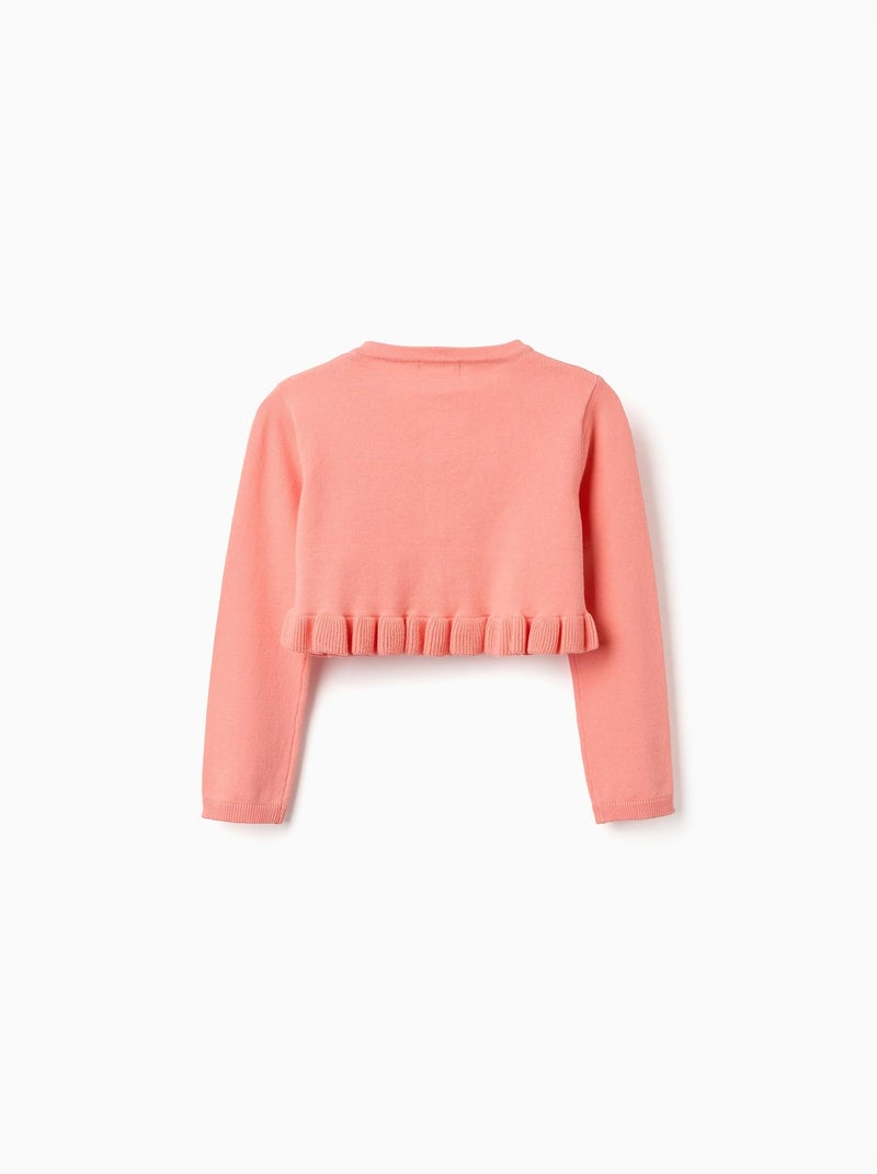 Cárdigan corto de punto con volantes Naranja coral - Kiabi