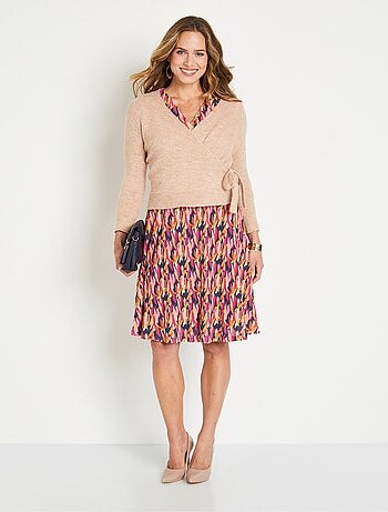 Cárdigan corto envolvente de punto musgoso - Afibel