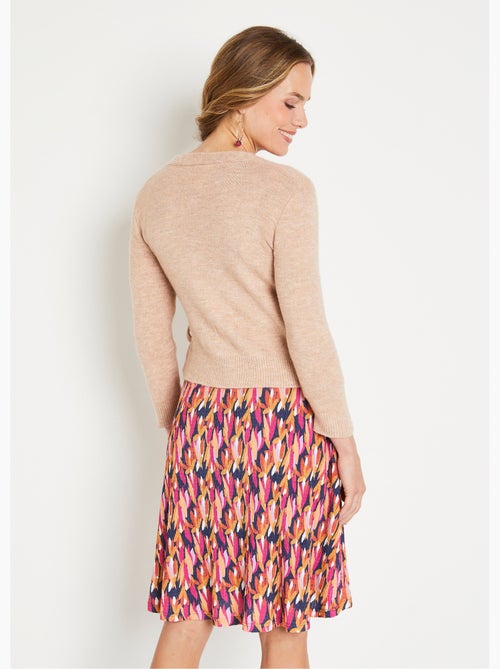 Cárdigan corto envolvente de punto musgoso - Afibel - Kiabi