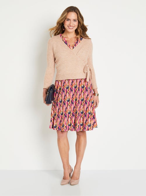 Cárdigan corto envolvente de punto musgoso - Afibel - Kiabi