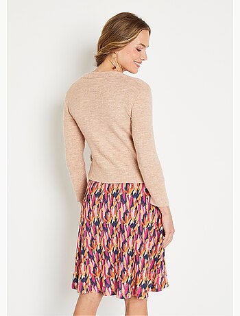 Cárdigan corto envolvente de punto musgoso