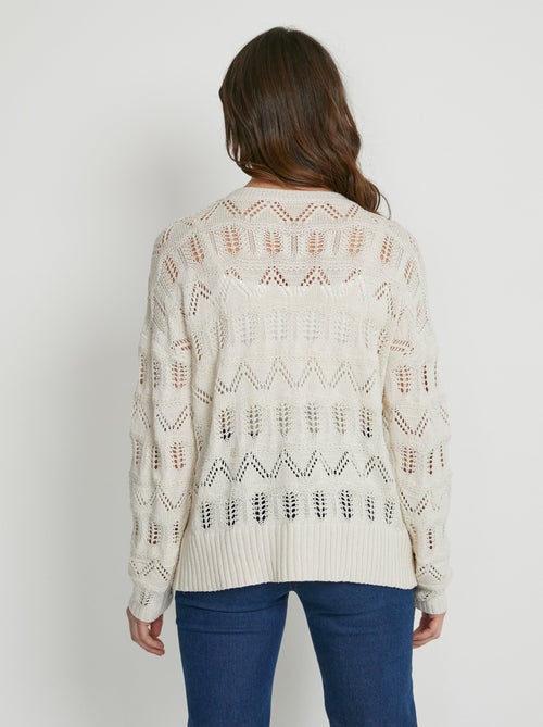 Cárdigan corto punto calado abotonado - Afibel - Kiabi