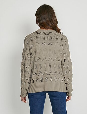 Cárdigan corto punto calado abotonado - Afibel