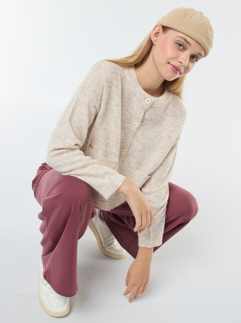 Cárdigan cropped de punto Beige - Kiabi