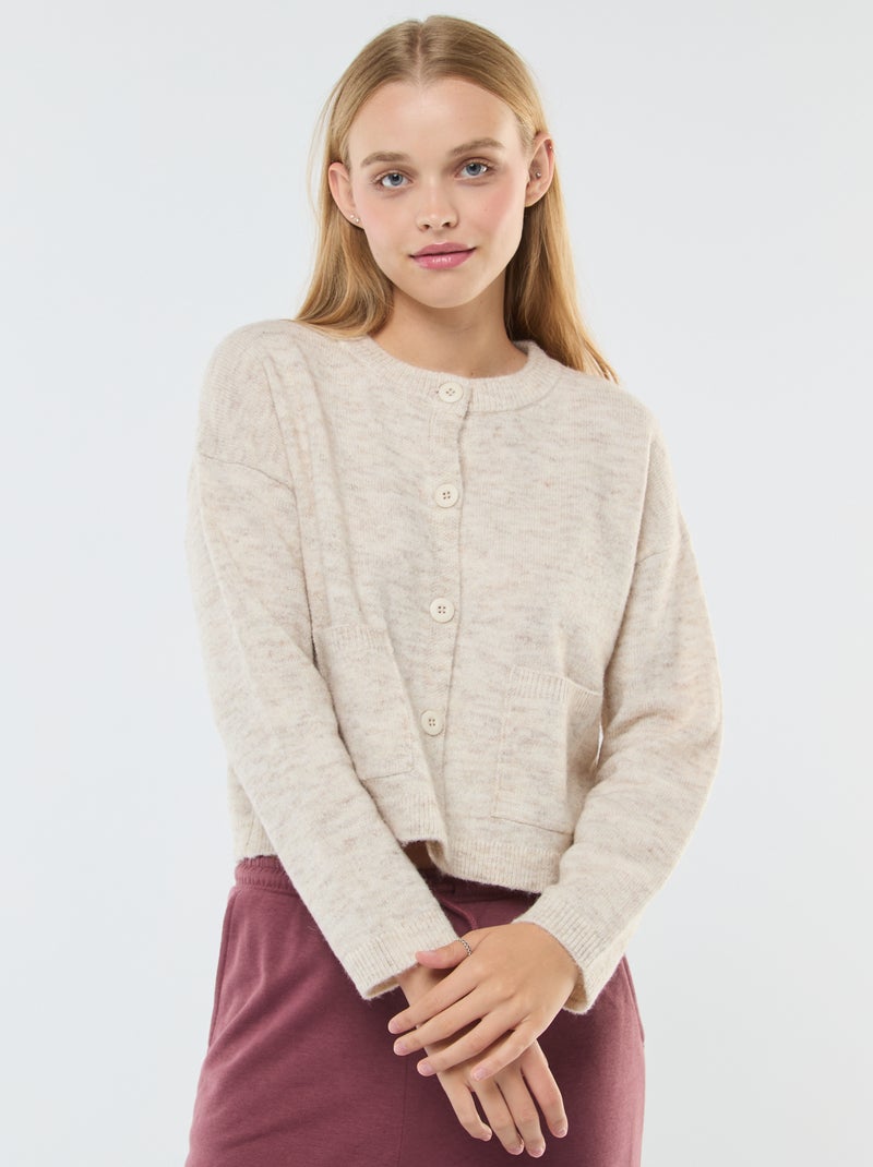 Cárdigan cropped de punto Beige - Kiabi