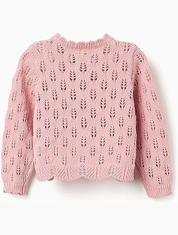 Cárdigan de algodón calado con extremos festoneados