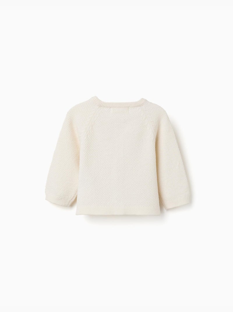 Cárdigan de algodón en punto cadena B&S Beige claro - Kiabi