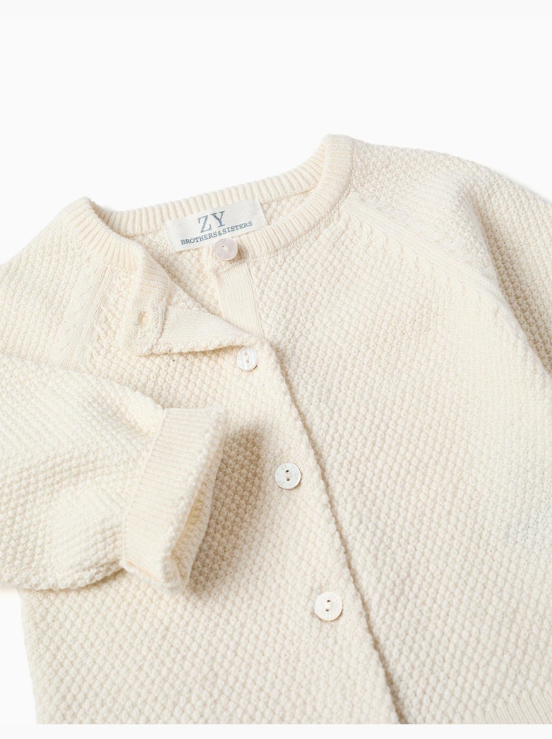 Cárdigan de algodón en punto cadena B&S Beige claro - Kiabi