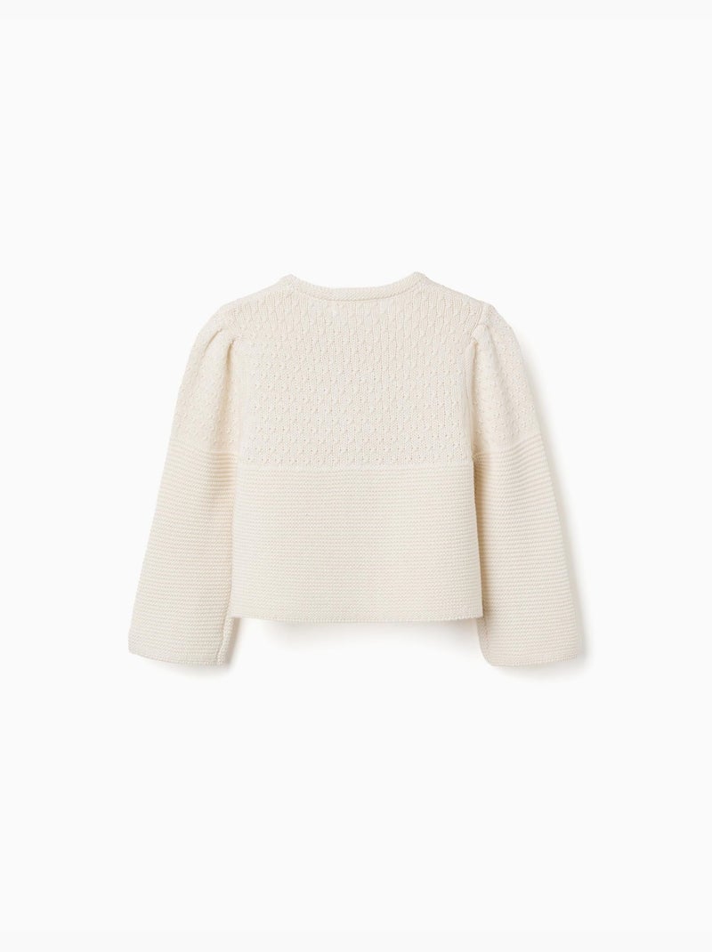 Cárdigan de algodón en punto cadena B&S Beige claro - Kiabi