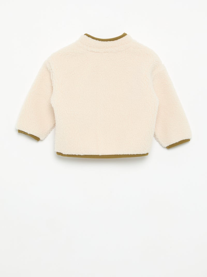 Cárdigan de borreguito de manga larga Beige - Kiabi