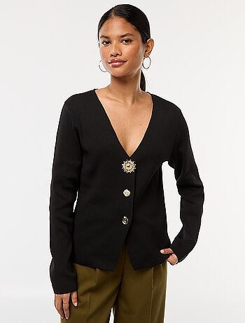 Cárdigan de canalé de manga larga