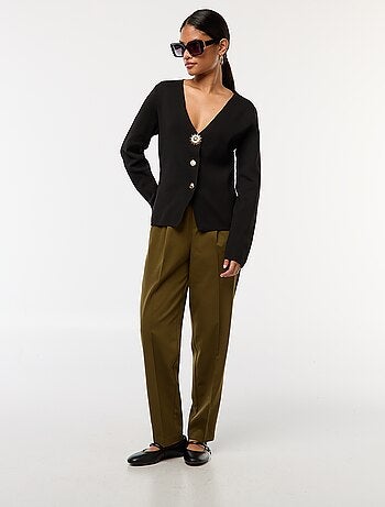 Cárdigan de canalé de manga larga