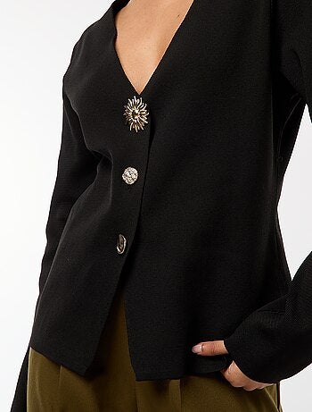 Cárdigan de canalé de manga larga