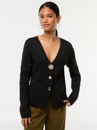 Cárdigan de canalé de manga larga