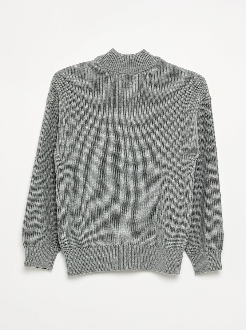Cárdigan de cuello alto con cremallera Gris - Kiabi