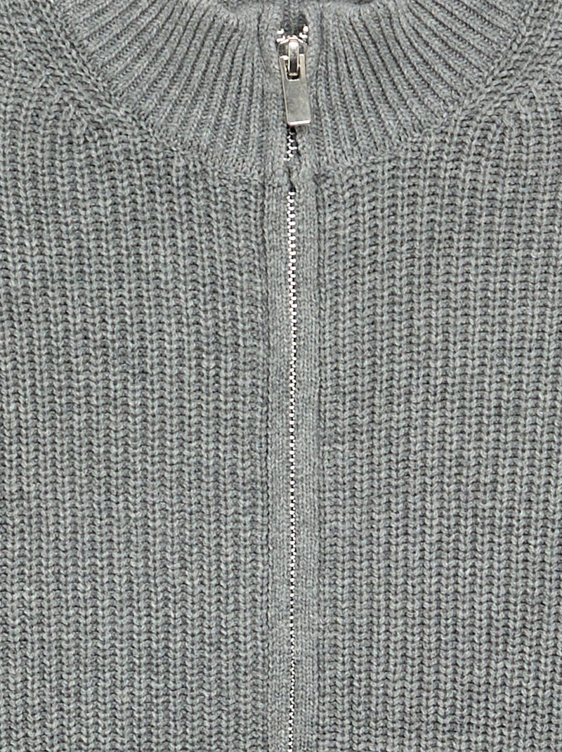 Cárdigan de cuello alto con cremallera Gris - Kiabi
