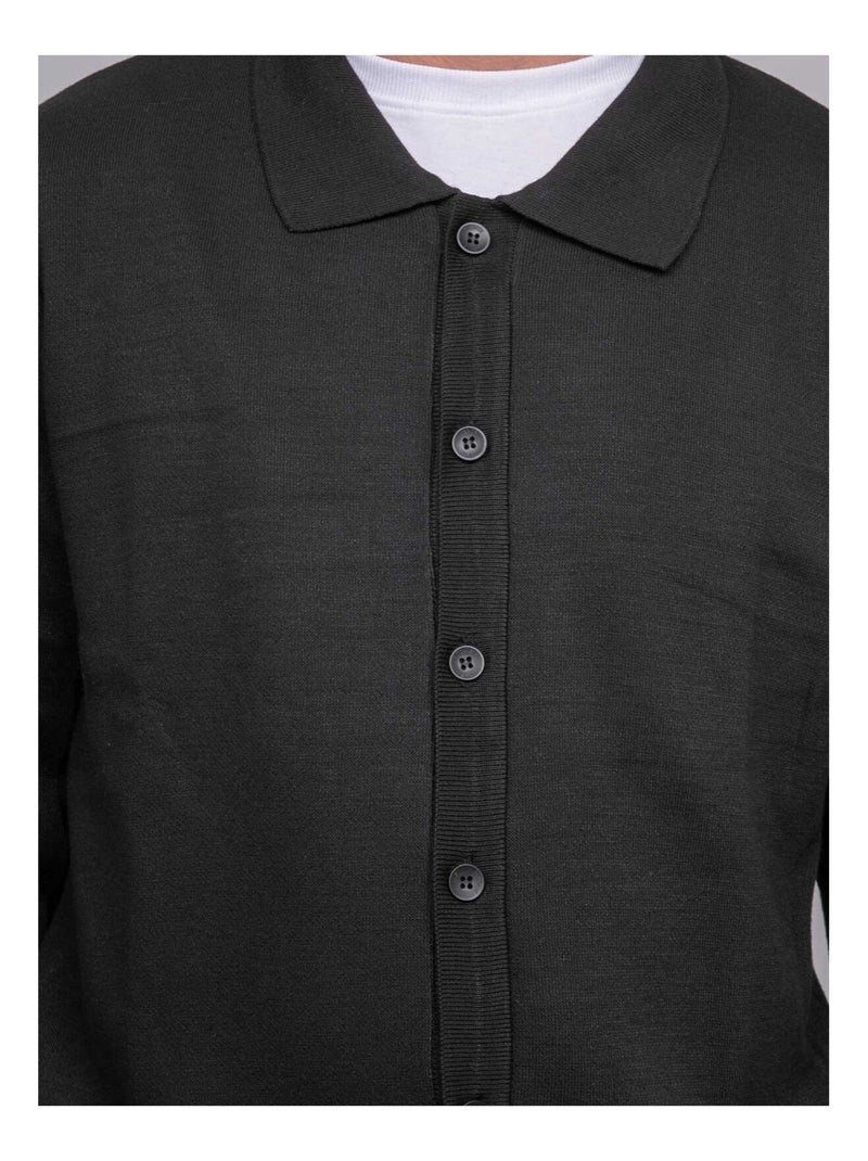 Cárdigan de cuello polo abotonado LATOMIA Negro - Kiabi