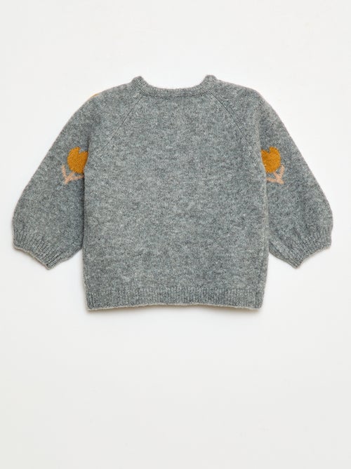 Cárdigan de cuello redondo con flores - Kiabi