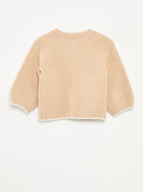 Cárdigan de cuello redondo con flores bordadas - Kiabi