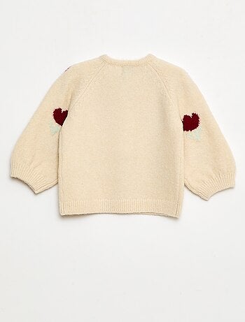 Cárdigan de cuello redondo con flores