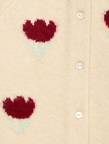 Cárdigan de cuello redondo con flores