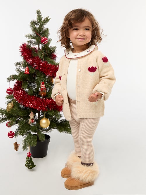 Cárdigan de cuello redondo con flores - Kiabi