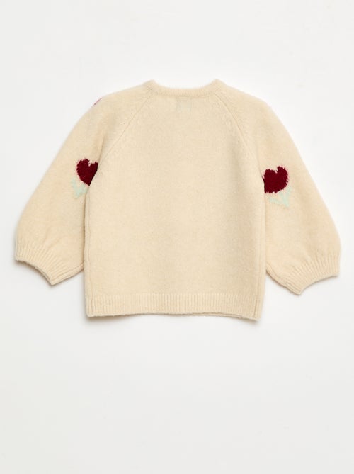 Cárdigan de cuello redondo con flores - Kiabi