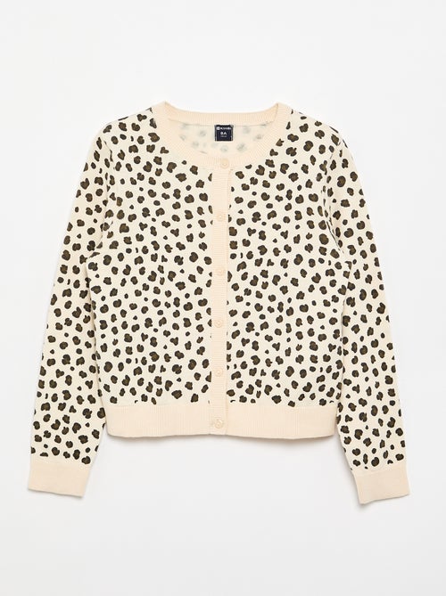Cárdigan de cuello redondo ligero con estampado de leopardo - Kiabi Cárdigan de cuello redondo ligero con estampado de leopardo - Kiabi